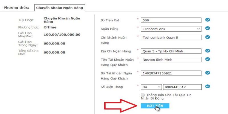 Hội viên chỉ mất 5 bước là có thể nạp tiền dễ dàng